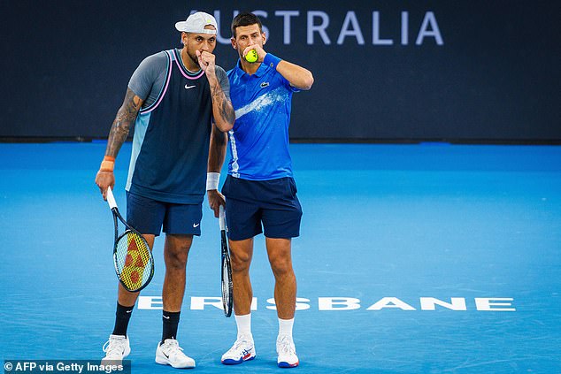 Kyrgios (left) and Djokovic (right) dazzled fans at the Brisbane International last week