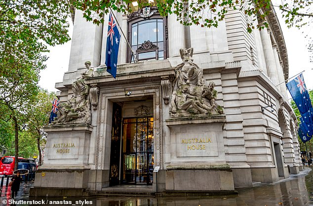 Invitation-only events are held at Australia House (pictured) in the lead up to Australia Day, but it is closed for the holiday as it falls on a Sunday