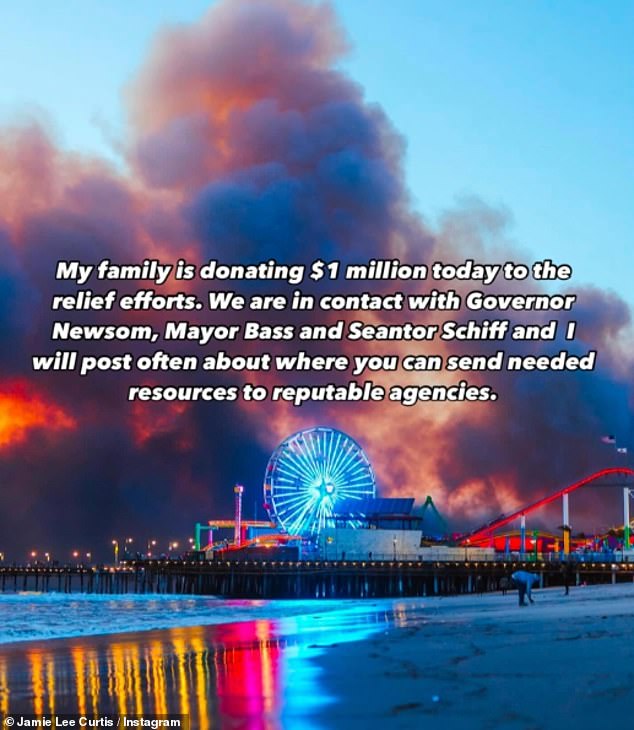 1736441373 721 Jamie Lee Curtis is donating 1million to LA fire relief