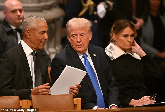 Melania, 54, accompanied the president-elect to the ceremony at the Washington National Cathedral in Washington, DC