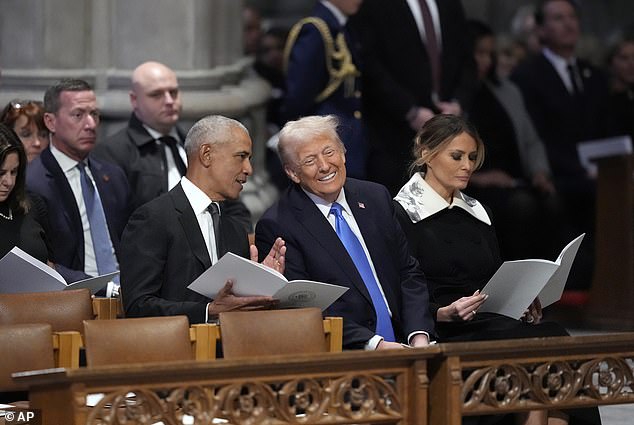 Former President Barack Obama sat next to Trump and the two men had a long conversation