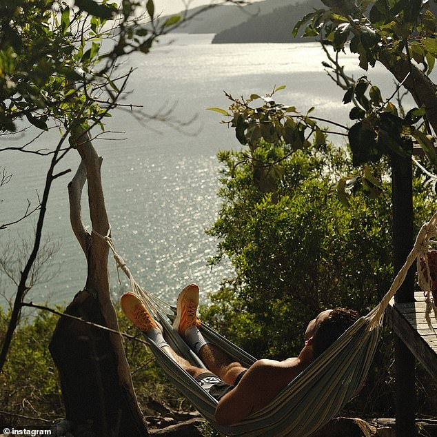 The Panthers halfbacks even managed to spend some time in a hammock on Hayman Island (pictured)