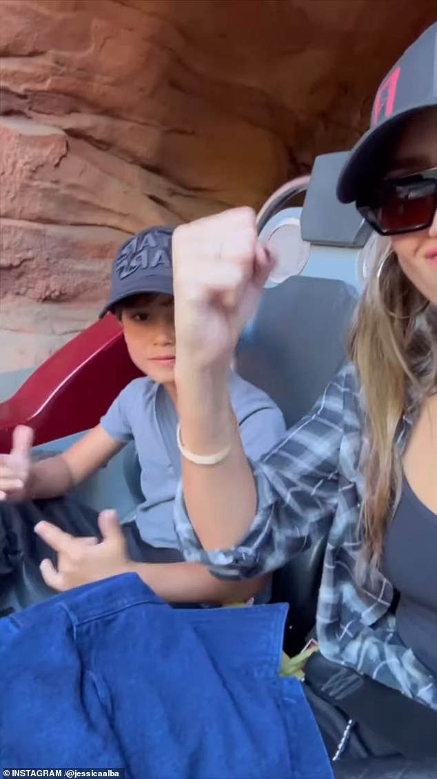 She included footage of her and Hayes on a ride during a recent Disneyland trip