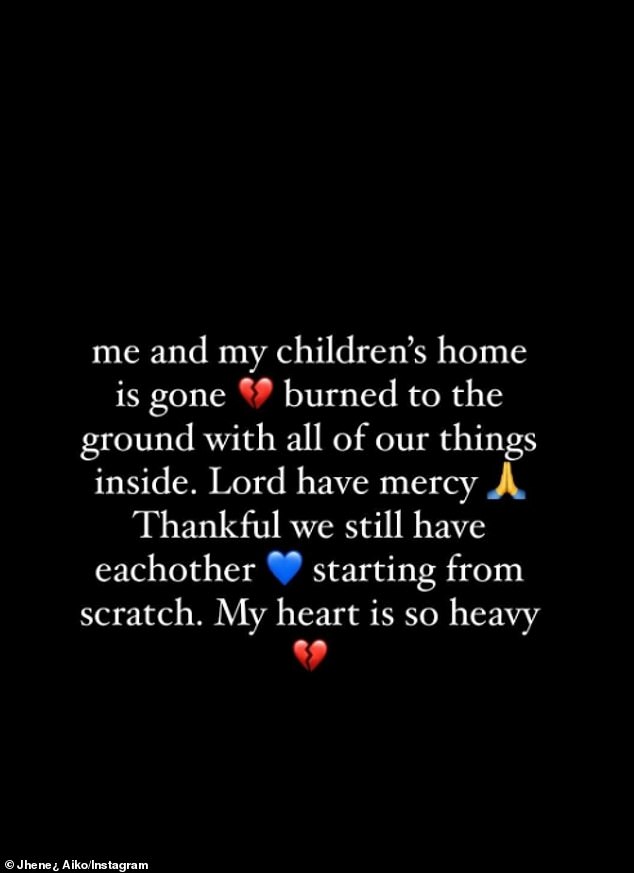 She took to her Instagram to share the news as she wrote, “Mine and my kids house is gone [heartbreak emoji] burned down with all our stuff in it. Lord, have mercy [prayer hands emoji] Thankful that we still have each other [blue heart emoji] start all over again. My heart is so heavy [heartbreak emoji]'