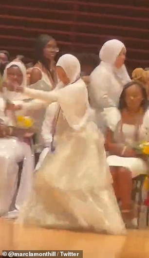 A now viral video shows the moment Abdur-Rahman danced on stage as she went to collect her diploma, but was denied the award by Mesi