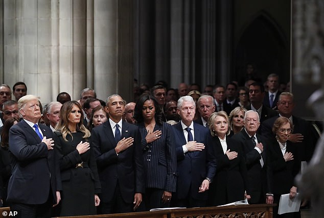 Former First Lady Michelle Obama last made headlines in 2018 after awkwardly shaking hands with then-President Donald Trump at a funeral for former President George HW Bush