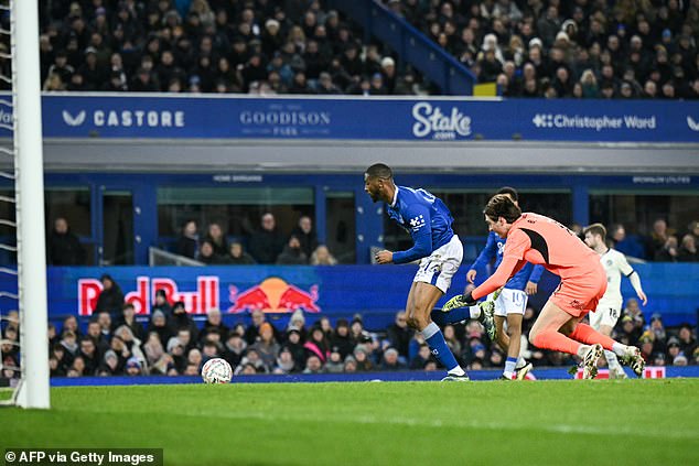 The attacker rounded goalkeeper Nicholas Bilokapic to give Everton the lead in the first half