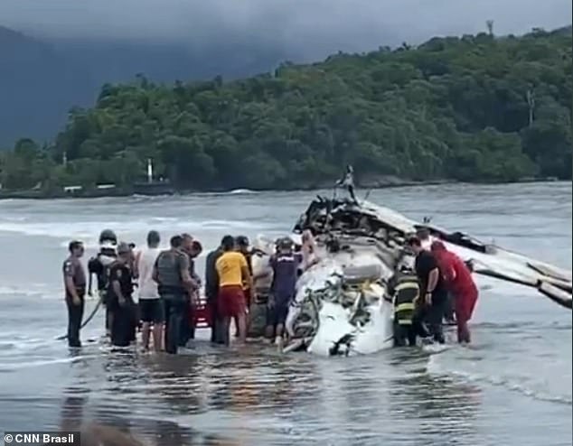 Bystanders and emergency workers helped rescue a couple and their two children from the plane wreckage. The pilot was removed and went into cardiac arrest, but died at the scene