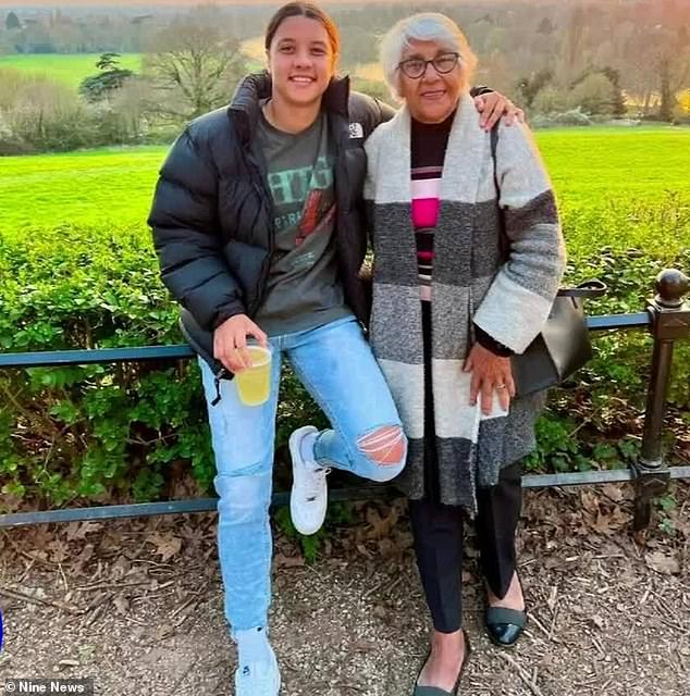 Sam Kerr is pictured with her grandmother Coral Kerr who was hit by a car near her home in Perth in late December