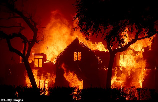 One of the terrifying images taken from the Eaton Fire Wednesday in Altadena, California, as thousands of homes in the Los Angeles area have burned in recent days