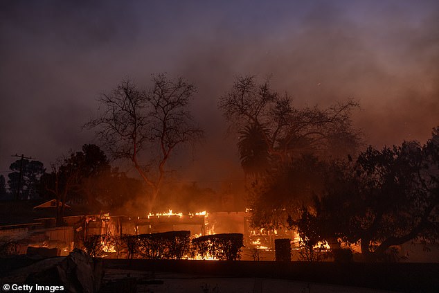 Many A-list celebrities have lost their stunning multi-million dollar mansions in Los Angeles due to a number of raging fires; a house on fire in Altadena