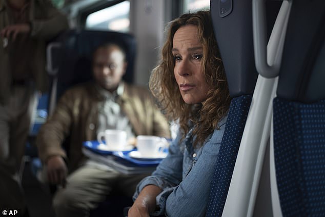 Jennifer Gray as her character Marcia in a scene from Jessie Eisenberg's film A Real Pain