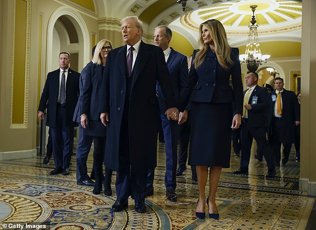 Melania Trump stood by husband Donald's side as he met with the Republican titans in the Senate