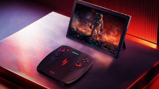 The Acer Nitro Blaze 11 with the controller detached in gamepad mode.