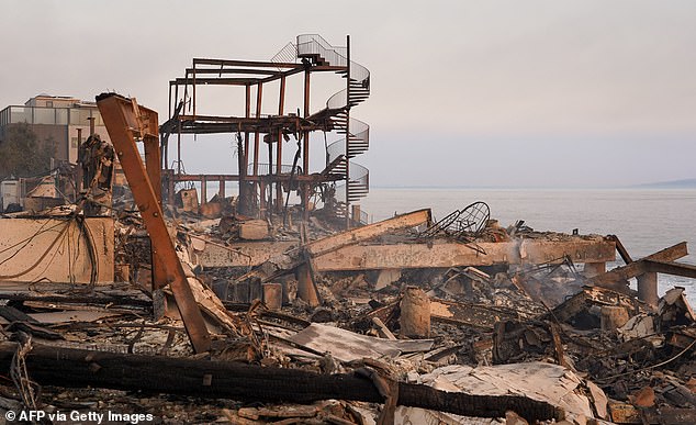 The natural disaster displaced residents of the Pacific Palisades (seen above on Thursday), Altadena, Calabasas, Hidden Hills, Hollywood and more areas of Southern California.