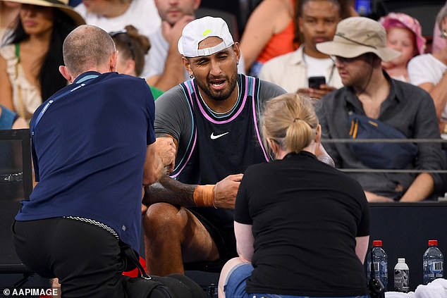 On his return to tennis in Brisbane, Kyrgios needed a medical check-up on his surgically repaired wrist, but a new injury left fans sweating over whether he would play at the Australian Open.