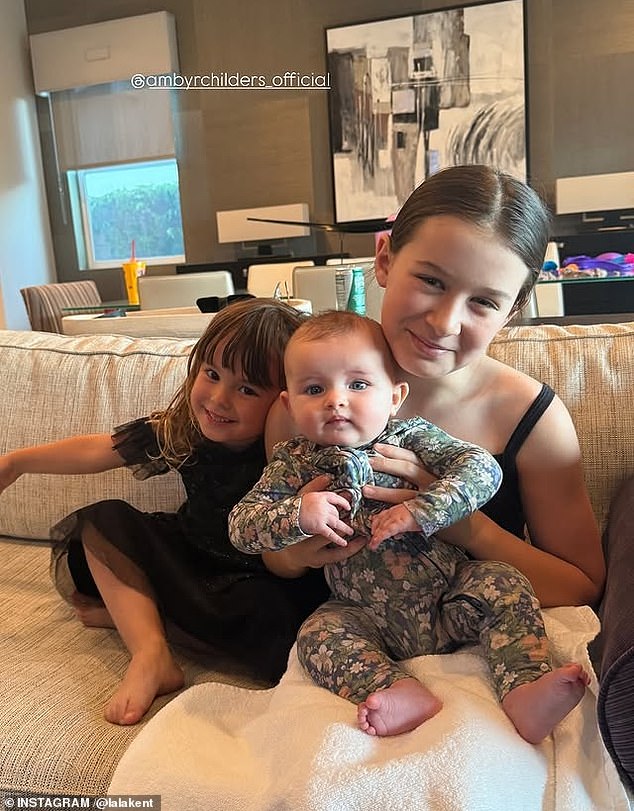 In another post, the Bravo celebrity shared a photo of her two children with one of her ex Emmett's other daughters, 11-year-old Rylee, whom he shares with ex-wife Ambyr Childers