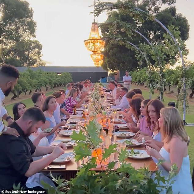 The couple then celebrated their union with their closest family and friends at an outdoor sunset reception on the vineyard grounds