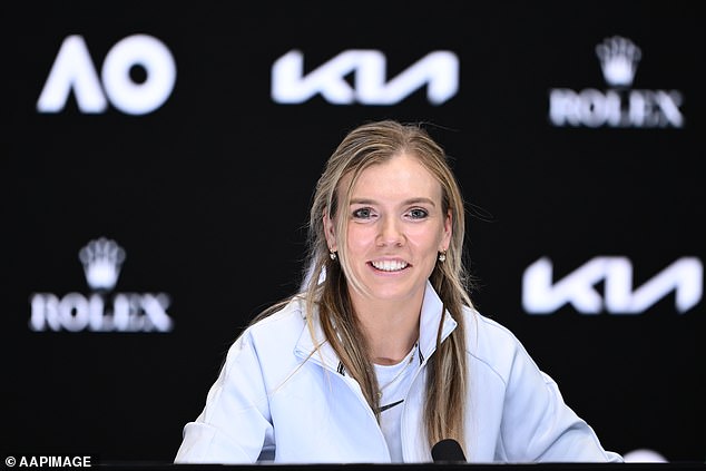 Boulter is pictured at Melbourne Park on Friday. Her draw for the Australian Open gives her a good chance to advance to the second week of the Grand Slam