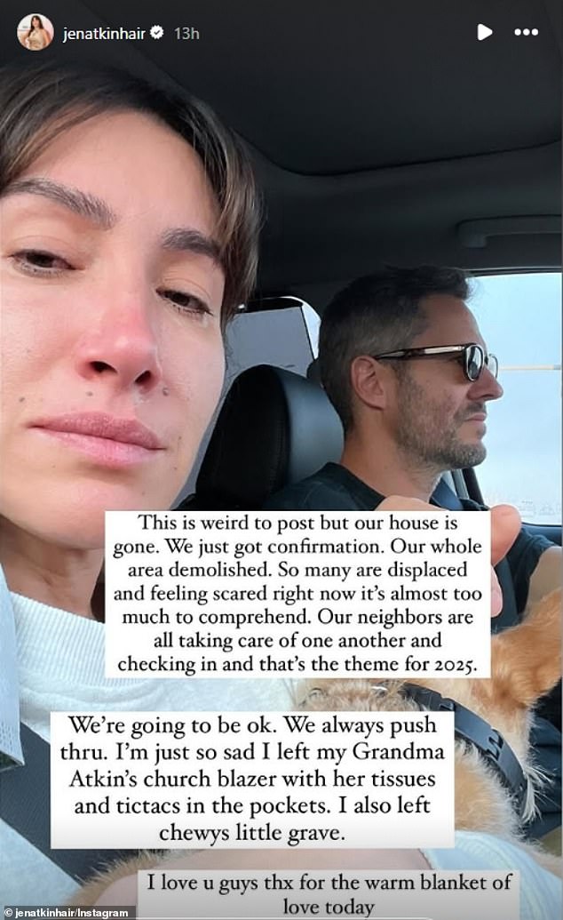 Kim Kardashian's hairstylist Jen Atkin revealed on Instagram that she had lost her home in Los Angeles