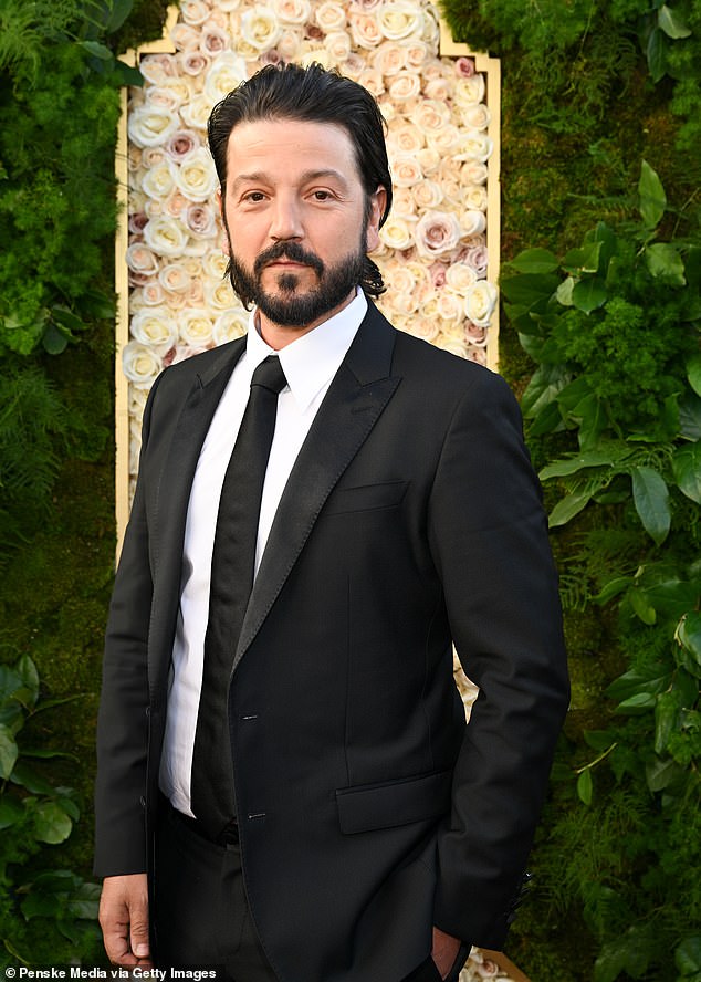 Diego Luna (pictured at the 82nd Annual Golden Globes in January) plays Valentín, a political prisoner, opposite Jennifer Lopez in Kiss of the Spider Woman