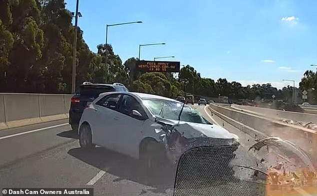 The hatchback immediately spun into the path of the oncoming vehicle, but the two cars managed to avoid a collision.