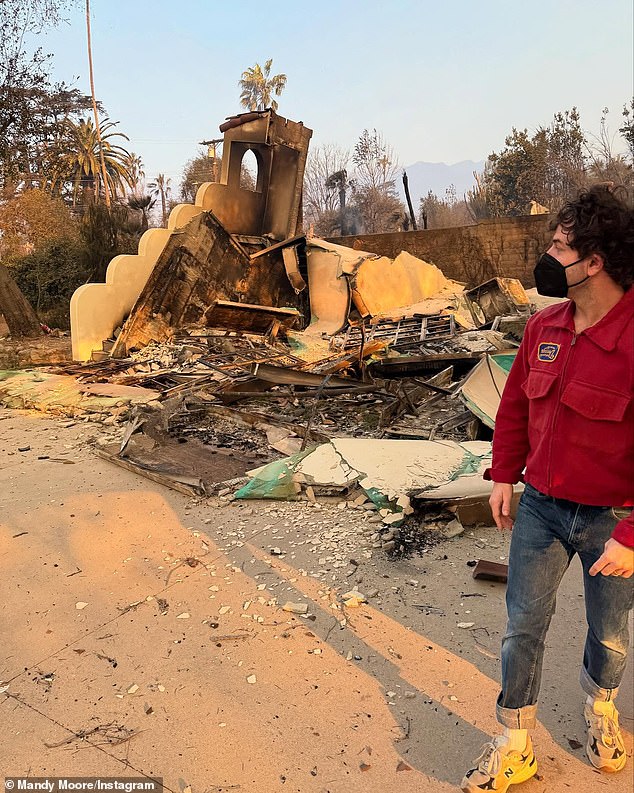 The actress and singer shared photos of the rubble along with a lengthy message, starting with the news that part of their home was still standing.