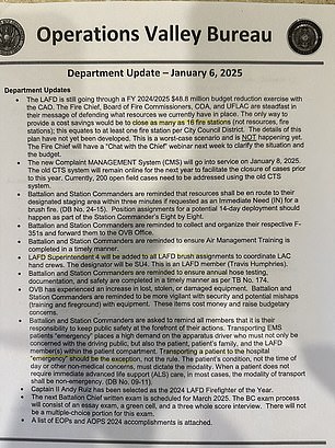 The memo is dated January 6, just one day before the devastating Palisades Fire started