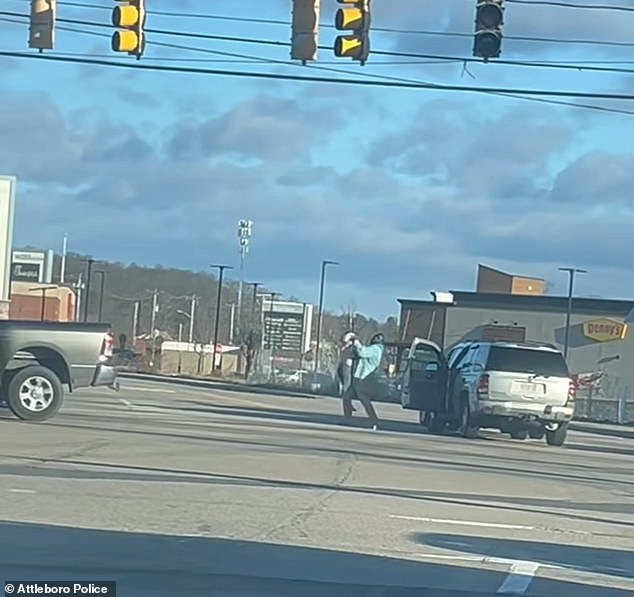 Dashcam footage showed the moment Kwesiah Soares slammed her body into the ground as she struggled to get out of his grasp in the middle of the road.