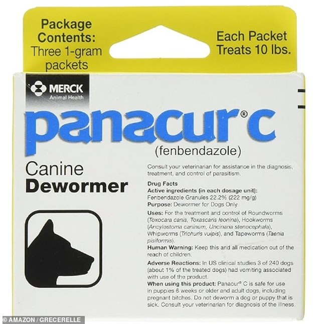 The above image shows a pack of fenbendazole for animals sold on Amazon