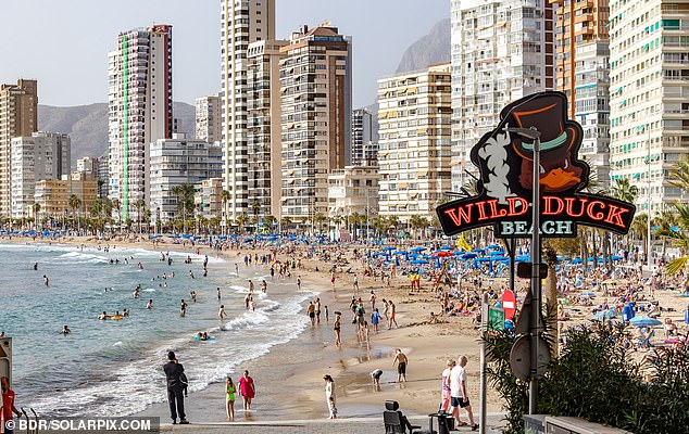 The 37-year-old was at a friend's home in Alicante on Spain's Costa del Sol before later leaving to meet other friends in nearby Benidorm (pictured)