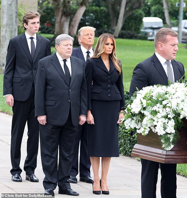 In the photo: Melania at the funeral service of her mother Amalija Knavs on January 18, 2024.