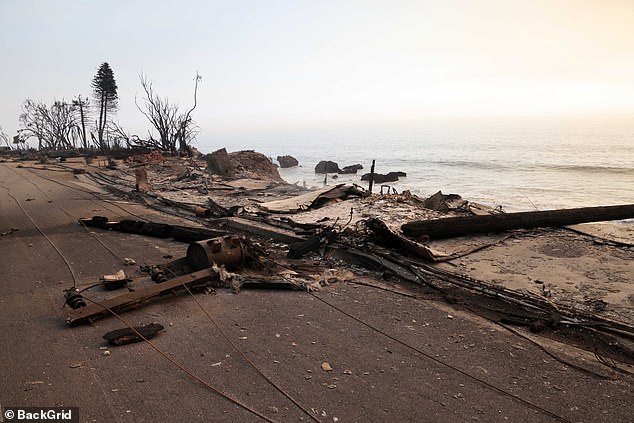 Concrete and wood plank pillars were all that remained where the 1,500-square-foot, two-bedroom, two-bath home once stood