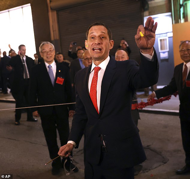 It happened just moments after San Francisco's new mayor, Daniel Lurie, told onlookers that event organizers were 