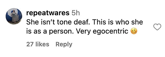 Fans wasted no time in flooding the comments under a repost, with one joking: 'Why would Ramona start thinking about others now? #ToneDeaf'