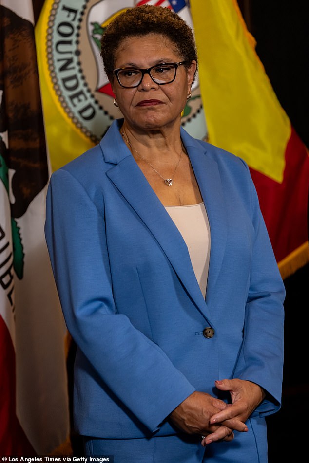 Crowley acknowledged to a reporter that the city, and by extension Mayor Karen Bass, pictured, failed its residents during the wildfires