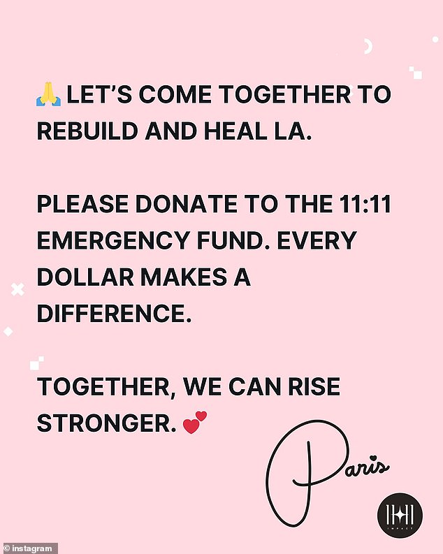 “I will start with a personal contribution of $100,000, and will match the additional dollars raised up to an additional $100,000,” the star added