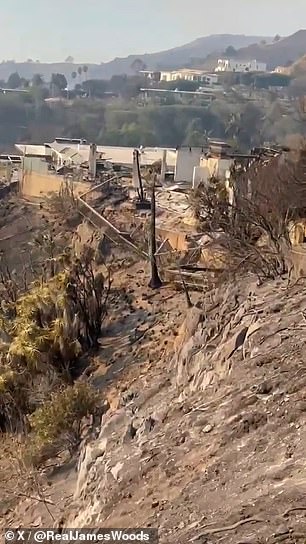 He then turned the camera to show another part of the backyard, while others also helped put out small flames with buckets of water.