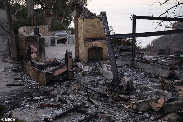 The actor was able to get his family's passports and other important documents back, but everything else went up in flames (Photo: The remains of Gibson's $14.5 million mansion)