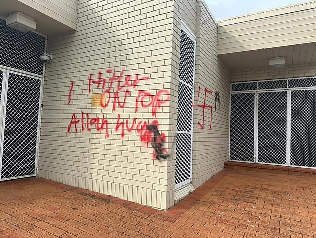 The latest anti-Semtic attack comes after vandals defaced the Southern Sydney Synagogue in the suburb of Allawah with a swastika and the words 'Hitler on top'