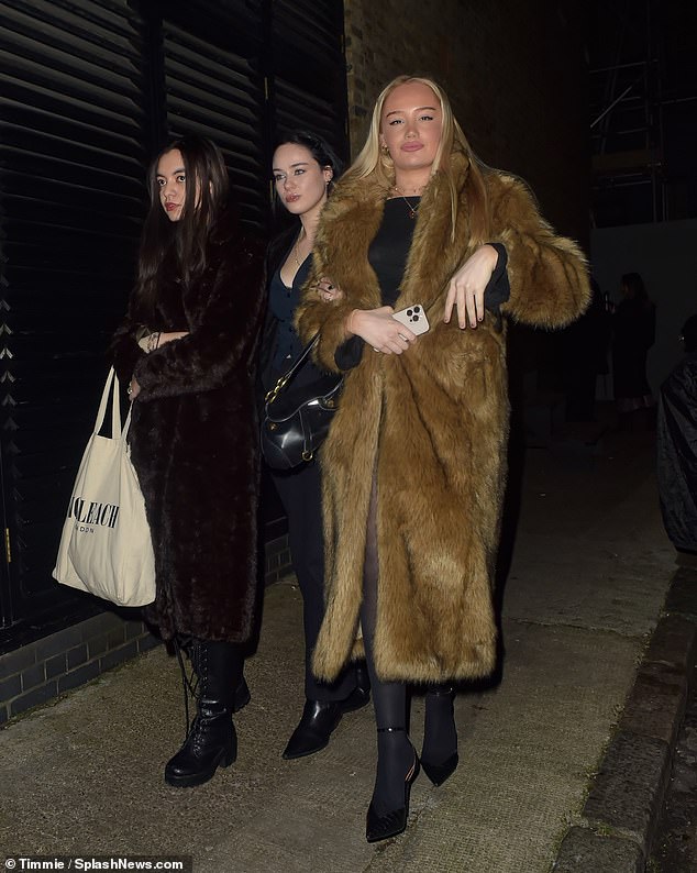 Lottie's friends, dressed in faux fur coats, braved the freezing weather