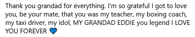 In a lengthy caption, Mark wrote: “During the 37 years that I have known you, Grandpa, as a little boy I have wondered and even asked several times: 