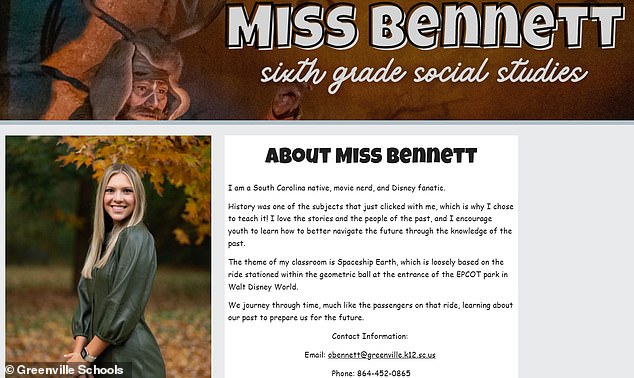 On her school website, Bennett says she wants to prepare her students for the future