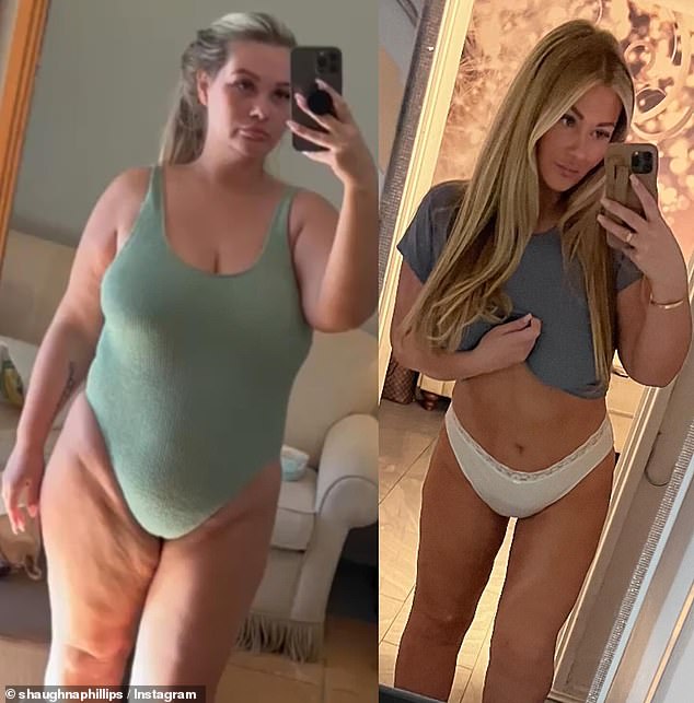 The blonde beauty, who has been showing off her dramatic weight loss on social media, recently told how she had overhauled her lifestyle after her doctor told her she was 'seriously overweight'.