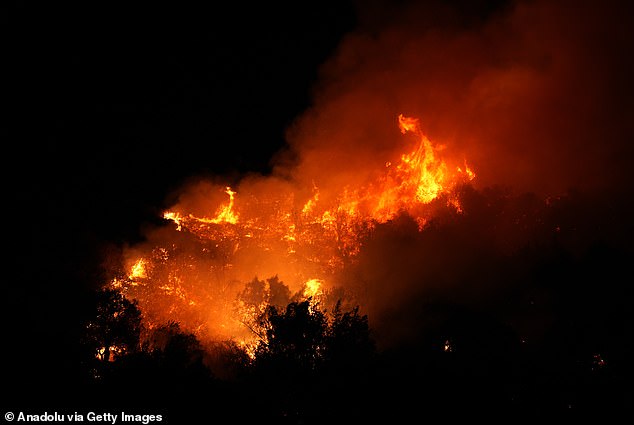 The emergency evacuation order was issued for the Los Angeles-Ventura County border as the Kenneth Fire swept through West Hills on Thursday, burning everything in its path