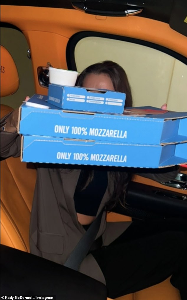 It now seems all is forgiven as she was spotted in the passenger seat of her ex's Ferarri this week with boxes of pizza in her hands