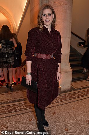 Princess Beatrice wore an Alaia burgundy velvet dress to the Portrait Gala in London