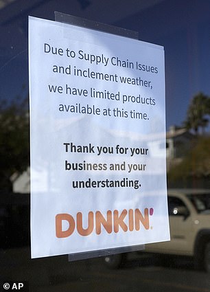 Signs on store doors and drive-thru kiosks informed customers the pastries were unavailable 'due to a manufacturing defect'