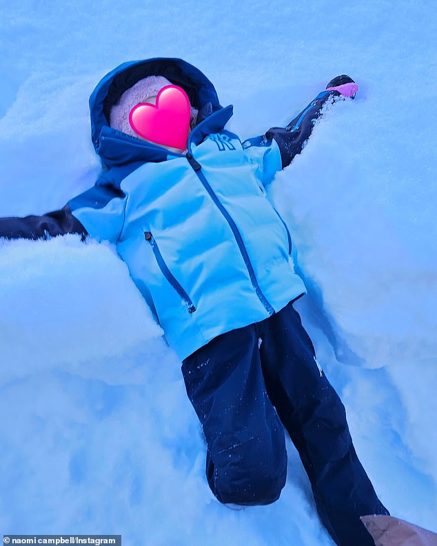 She also shared a rare photo of her daughter making snow angels