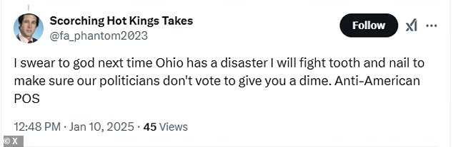 1736649880 809 Ohio congressman slammed for saying Californians shouldnt get disaster fire